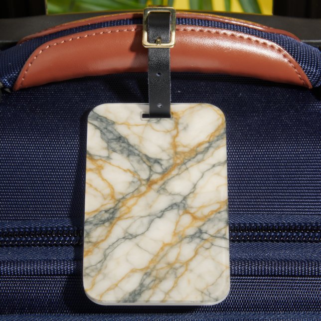 Golden Stratum Marble Texture Luggage Tag (Front Insitu 2)