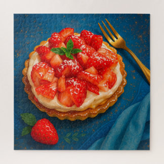 "Golden Strawberry Tart - Elégant Puzzle de Desser