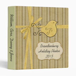 Golden Stripe Bird Personalized Holiday Binder