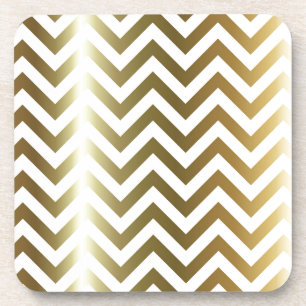 Golden Stripes Chevron Pattern Coaster