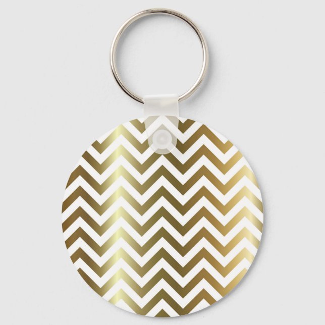 Golden Stripes Chevron Pattern Keychain (Front)