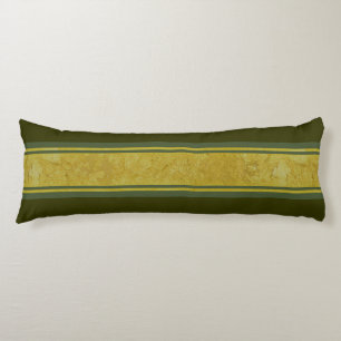 Golden Stripes dark green + your background colour Body Pillow