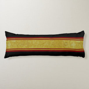 Golden Stripes dark red + your background colour Body Pillow