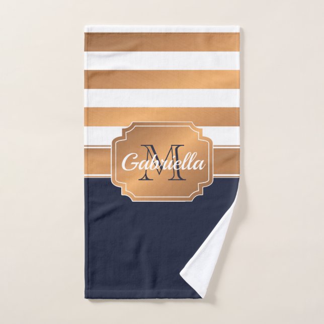 Golden Stripes Pattern Bath Towel Set (Hand Towel)