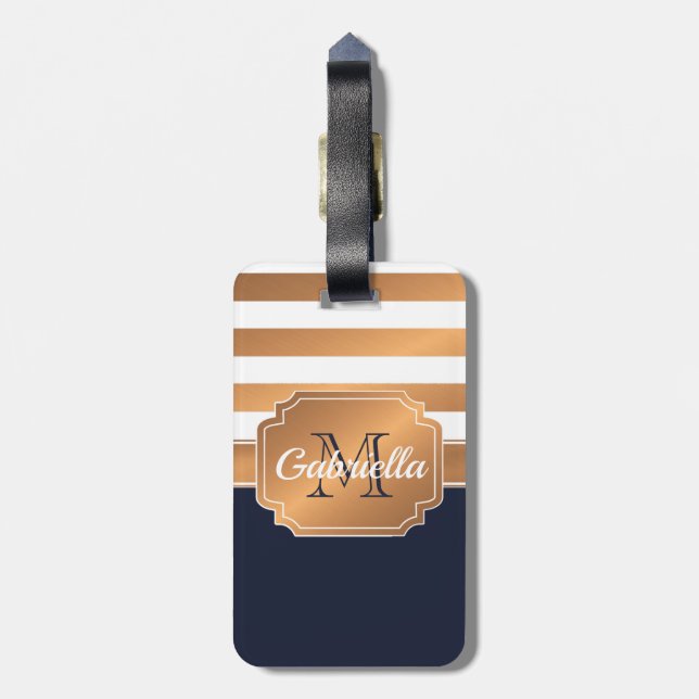 Golden Stripes Pattern Luggage Tag (Back Vertical)