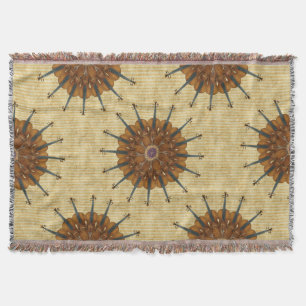 Golden Stripes with Violin Sunflowers Throw Blanket