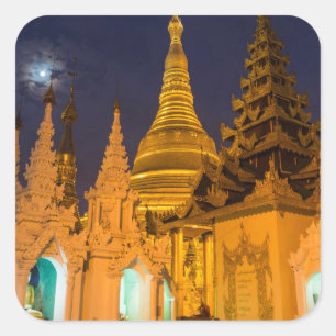 Golden Stupa And Temples Square Sticker
