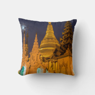 Golden Stupa And Temples Throw Pillow