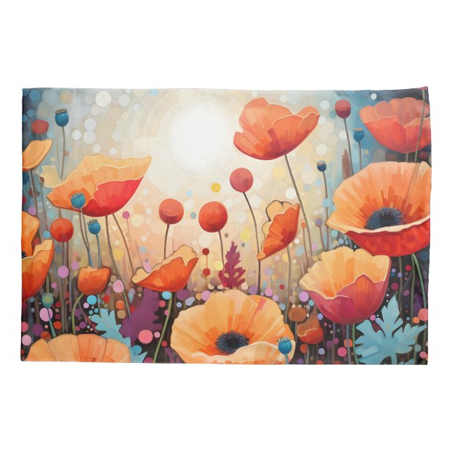 Golden Summer Glow Poppy Paradise Pillowcase (Back)