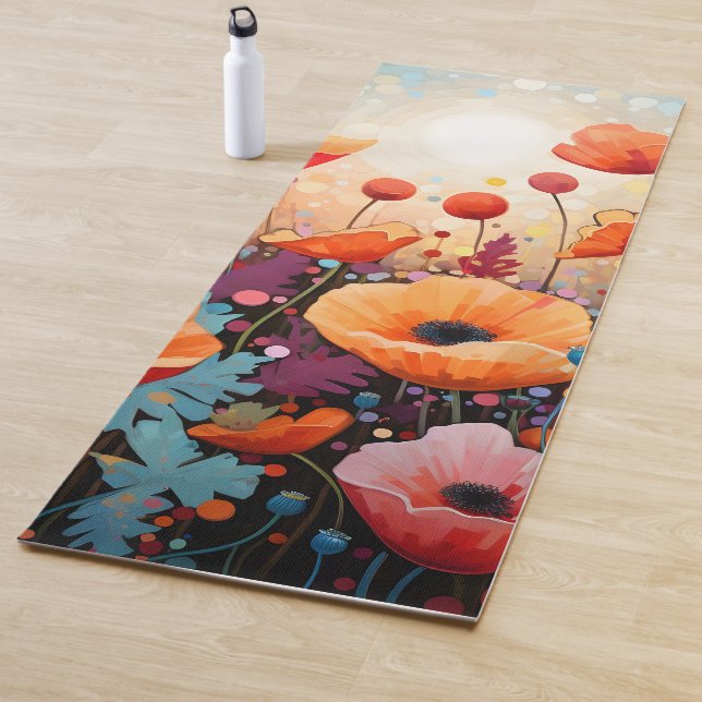 Golden Summer Glow Poppy Paradise Yoga Mat (In Situ)