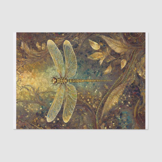 Golden Summer King, Gossamer Dragonfly Tissue Paper (Front)