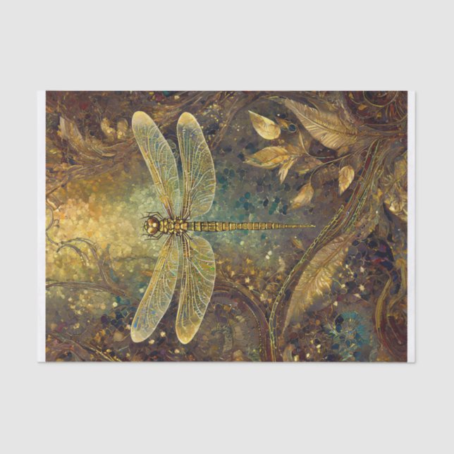 Golden Summer King, Gossamer Dragonfly Tissue Paper (Front)