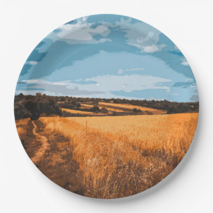 Golden Summer Sunlit Field Rustic Country Nature Paper Plate