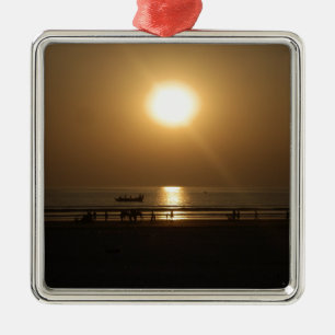 Golden Summer Sunset Reflection on the Beach Metal Ornament