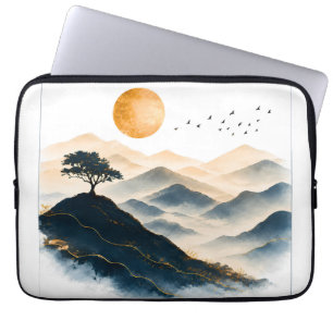 Golden Sun Mountain Landscape Laptop Sleeve
