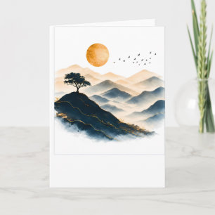 Golden Sun Mountains Landscape Greeting Card
