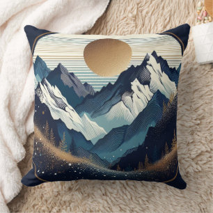 Golden Sun Over Mountain Peaks Throw Pillow