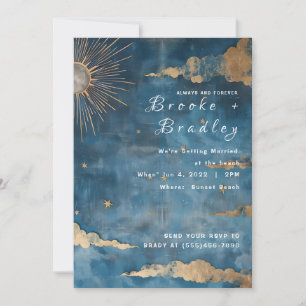 Golden Sun & Starry Sky Wedding Invitation