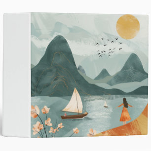 Golden Sun Teal Lake Romantic Mountain Escape Binder