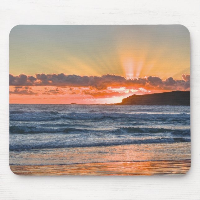 Golden Sunbeams Over Ocean Mouse Pad (Front)