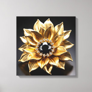 Golden Sunburst Brooch Canvas Print