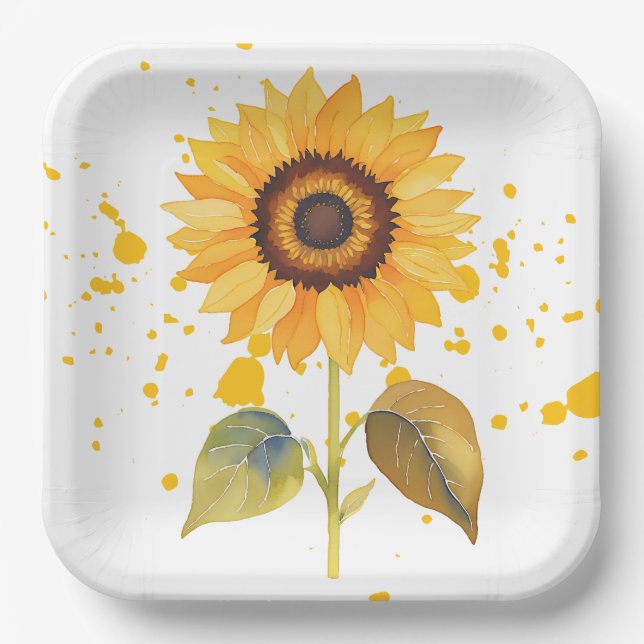 Golden Sunburst Paper Plate (Front)