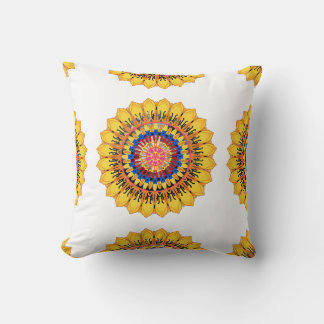 Golden sunburst throw pillow