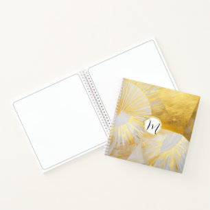 Golden Sunbursts in Silver Dawn Notebook