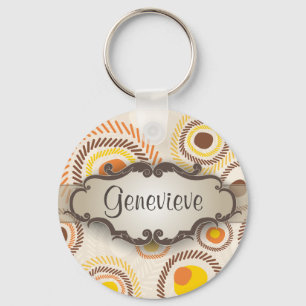 Golden Sunbursts with Nameplate Keychain