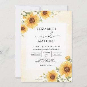 Golden Sunflower Arch Romance Wedding Invitation