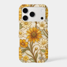 Golden Sunflower Art Nouveau Stained Glass Floral