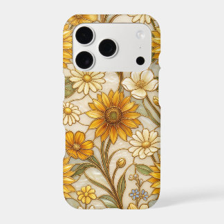 Golden Sunflower Art Nouveau Stained Glass Floral