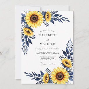 Golden Sunflower Autumn Wedding Invitation