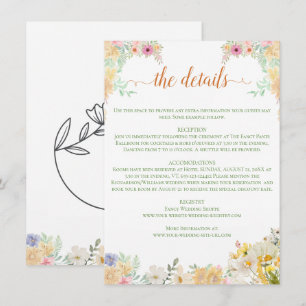 Golden Sunflower butterfly Meadow Wedding Enclosure Card