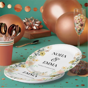 Golden Sunflower butterfly Meadow Wedding Paper Plate