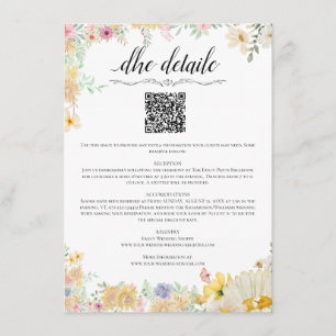 Golden Sunflower butterfly Meadow Wedding QR Enclosure Card