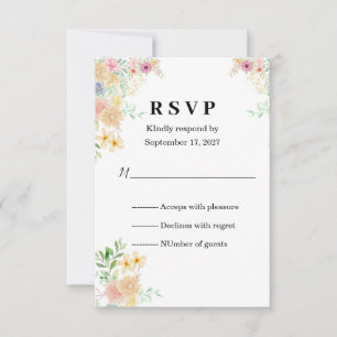 Golden Sunflower butterfly Meadow Wedding RSVP Card
