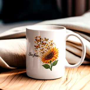Golden Sunflower Coffee Mug, Beautiful Floral 11 o Mug