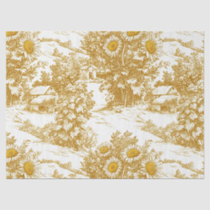 Golden Sunflower Cottage Toile Countryside Pattern Tissue Paper