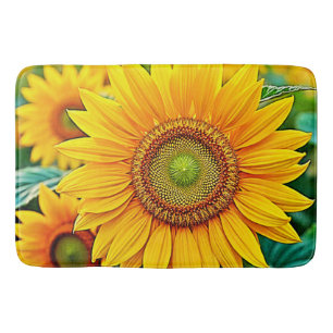 Golden Sunflower Field Serenity Design Bath Mat