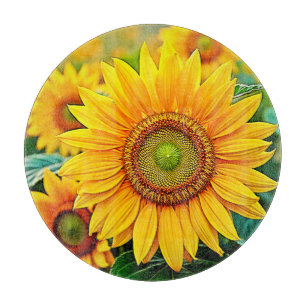 Golden Sunflower Field Serenity Design Cutting Board