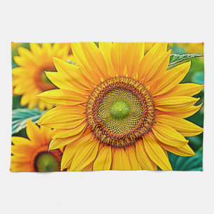 Golden Sunflower Field Serenity Design Kitchen Towel