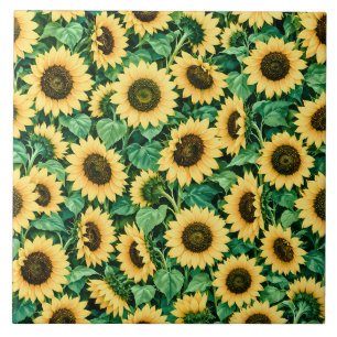 Golden Sunflower Garden Tile