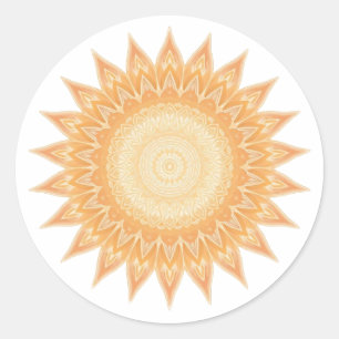 "Golden Sunflower Mandala – Light Within You" Classic Round Sticker