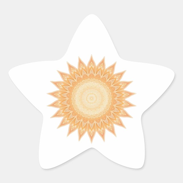 "Golden Sunflower Mandala – Light Within You" Star Sticker (Front)