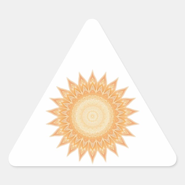 "Golden Sunflower Mandala – Light Within You" Triangle Sticker (Front)
