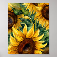 Golden Sunflower Triptych