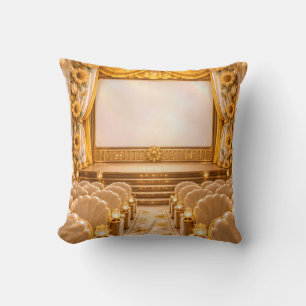 Golden Sunflower Vintage Cinema Throw Pillow
