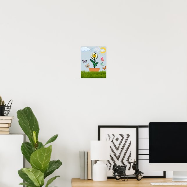 Golden SunFlower Wall Art Print (Home Office)