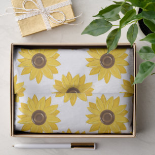 Golden Sunflowers Grid Pattern Tissue Paper